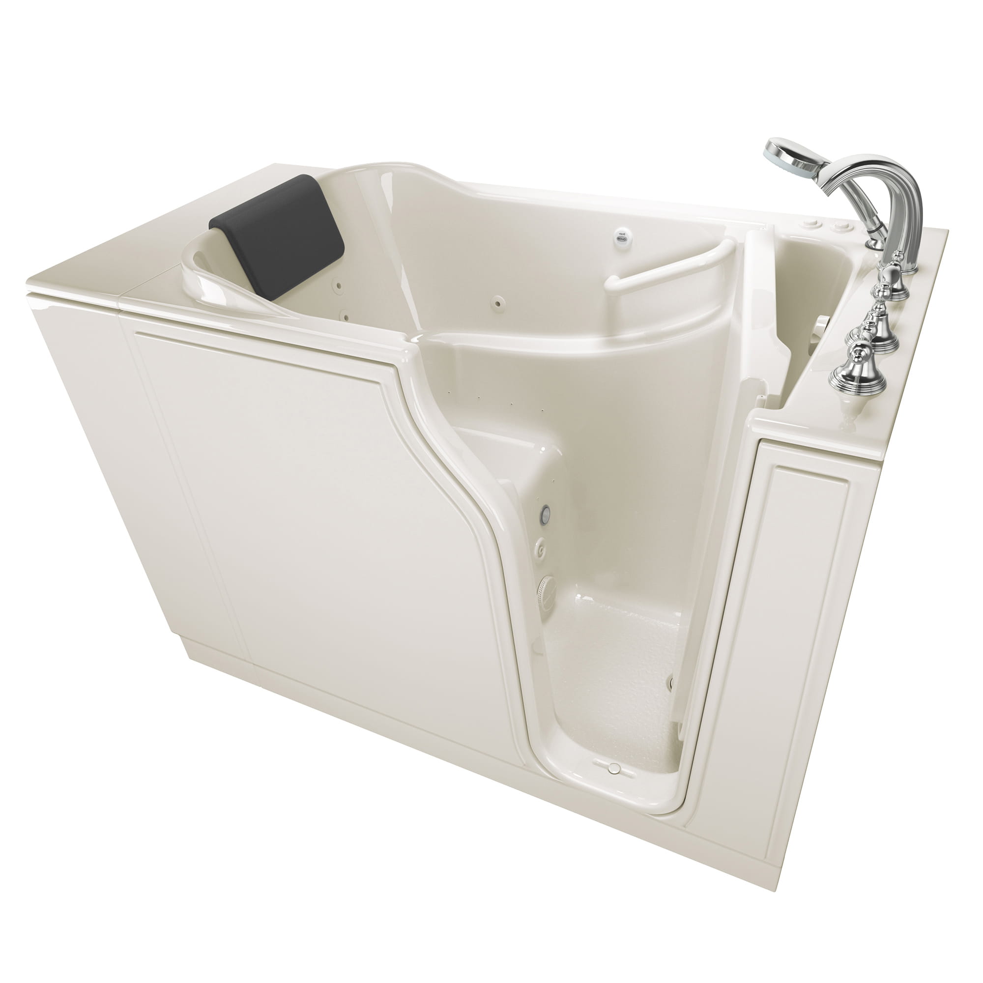 Gelcoat Premium Series 30 x 52  Inch Walk in Tub With Combination Air Spa and Whirlpool Systems   Right Hand Drain With Faucet WIB LINEN
